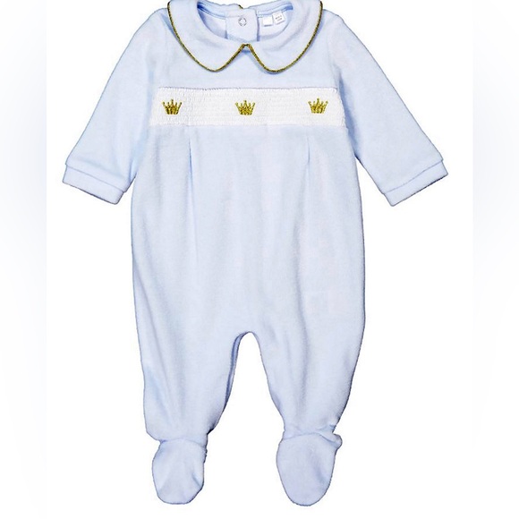 Bonjour Bebe Smoked Velure Footed Onesie Size 6-9 months - Picture 1 of 10